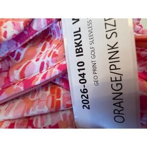 IBKul Women M Orange Pink Geometric  Sleeveless Golf Travel Athleisure Dress